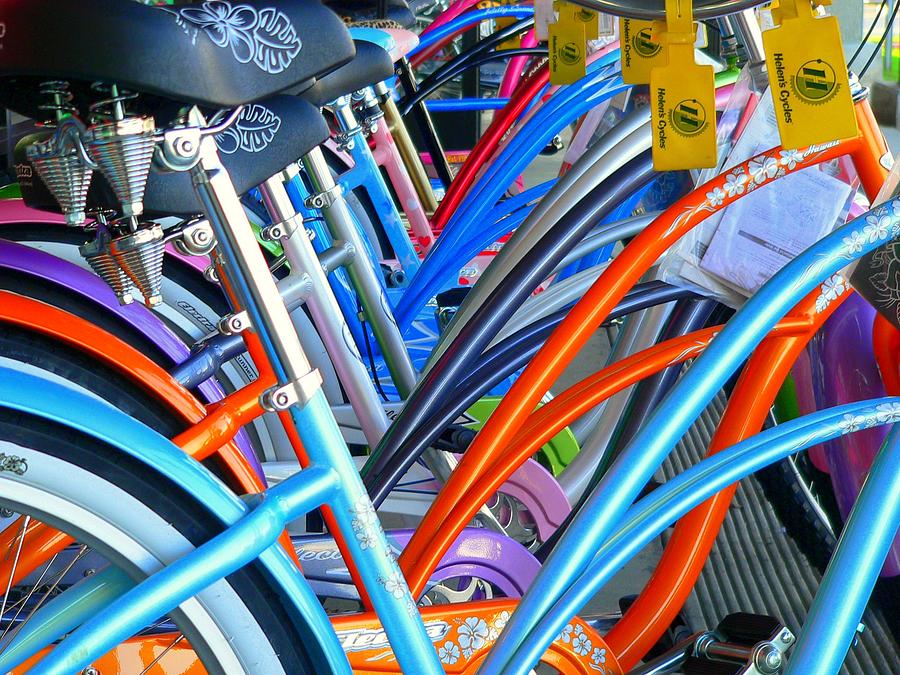 Colorful Beach Cruisers Photograph by Jeff Lowe