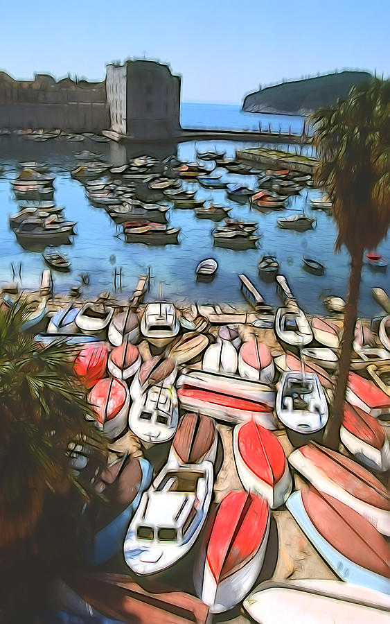 Colorful Boats Colorful Beach Digital Art by Cathy Anderson