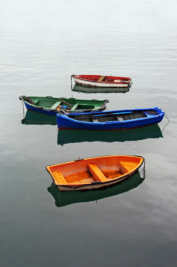 colorful boats on Santurtzi Photograph by Mikel Martinez de Osaba