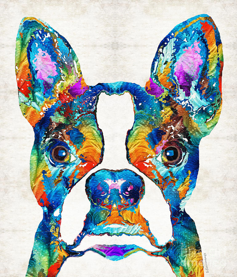 Primary Colors Painting - Colorful Boston Terrier Dog Pop Art - Sharon Cummings by Sharon Cummings