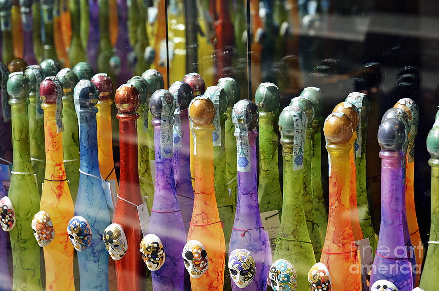 Bottle Photograph - Colorful bottles of limoncello by Sami Sarkis