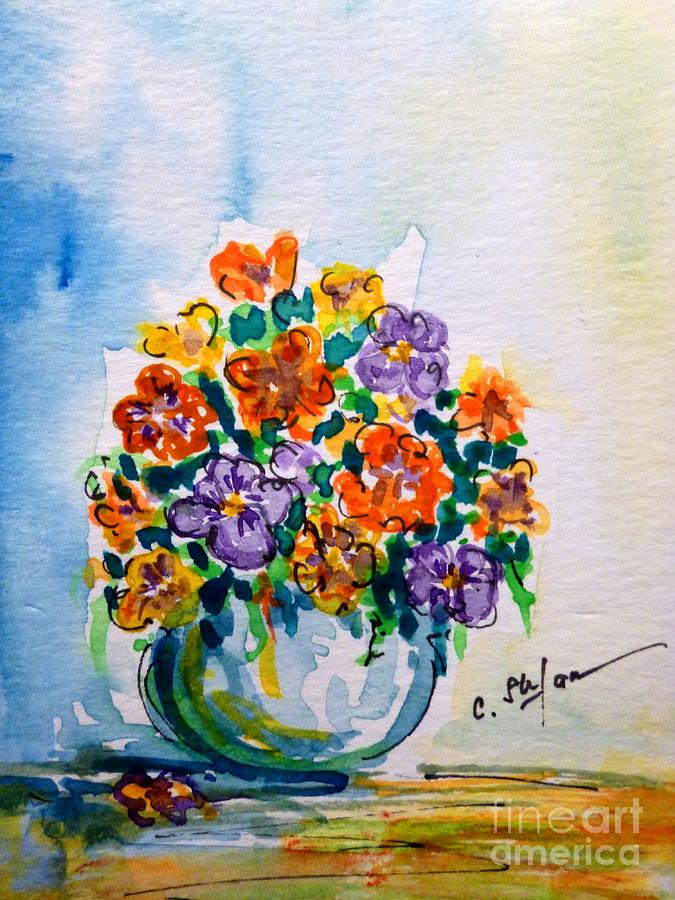 Colorful bouquet Painting by Cristina Stefan