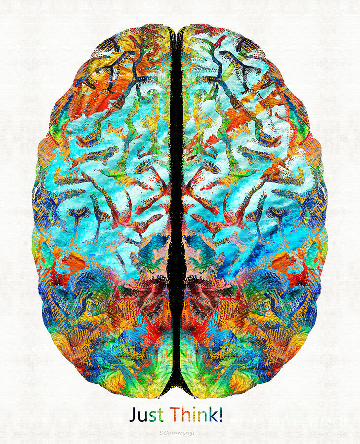 University Painting - Colorful Brain Art - Just Think - By Sharon Cummings by Sharon Cummings