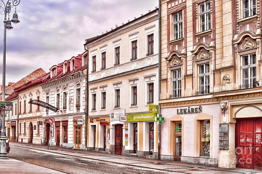 Colorful buildings - in Banska Bystrica in Slovakia Photograph by Les Palenik