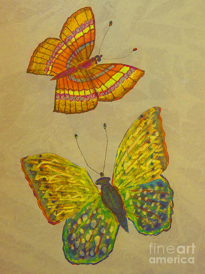 Butterfly Drawing - Colorful Butterflies by Patricia Januszkiewicz