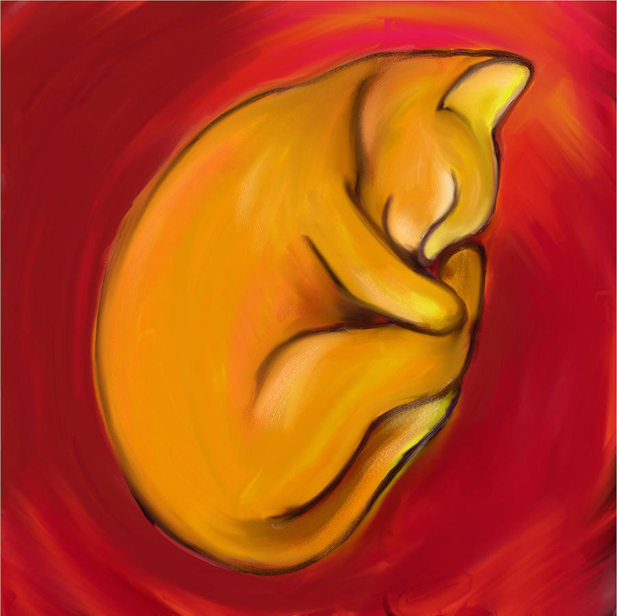 Colorful Cat Digital Art - Colorful Cat 8 by Anna Gora Colorful Cat Digital Art - Colorful Cat 8 by Anna Gora