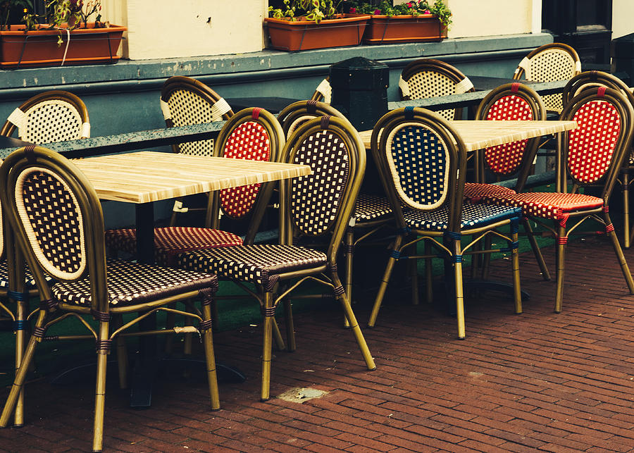 Colorful Chairs In A Diner Outdoor Photograph by Pati Photography