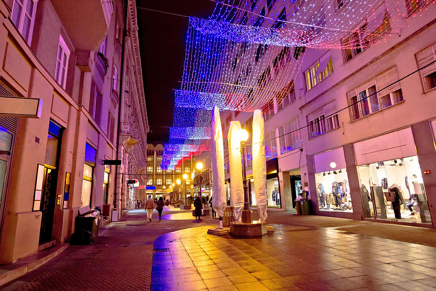 Colorful christmas decoration of Zagreb street Photograph by Brch Photography