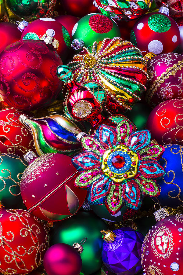 Christmas Photograph - Colorful Christmas Ornaments by Garry Gay