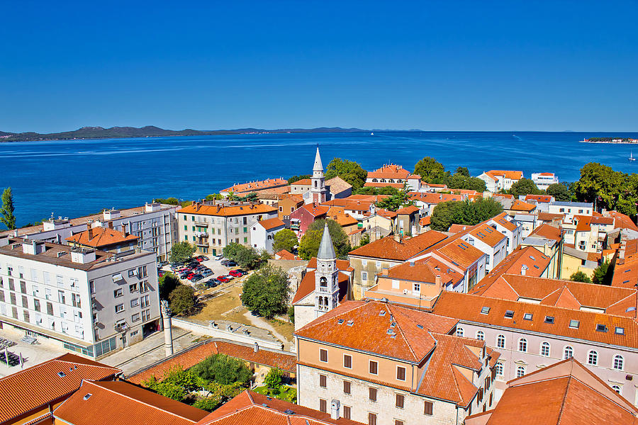 Architecture Photograph - Colorful city of Zadar rooftops  towers by Brch Photography