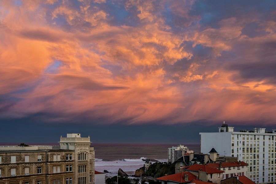 Colorful Clouds After Sunset In Biarritz Photograph by Izzet Keribar