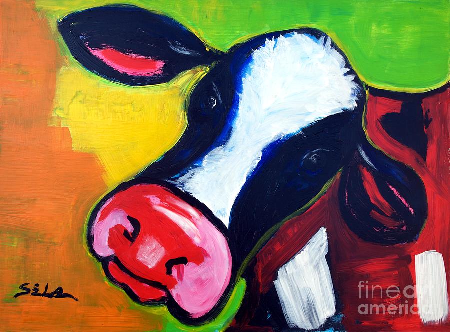 Colorful Cow Painting by Lidija Ivanek - SiLa