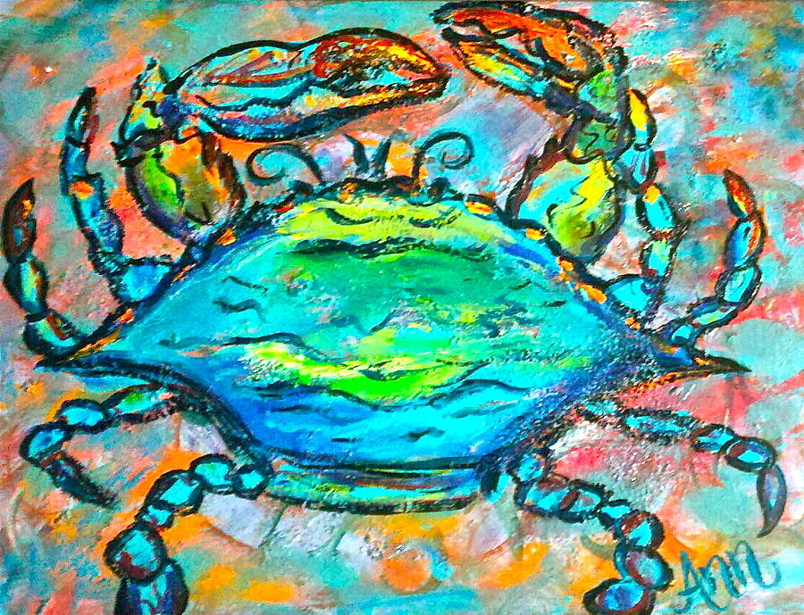 Colorful Crab Painting by Ann Lutz