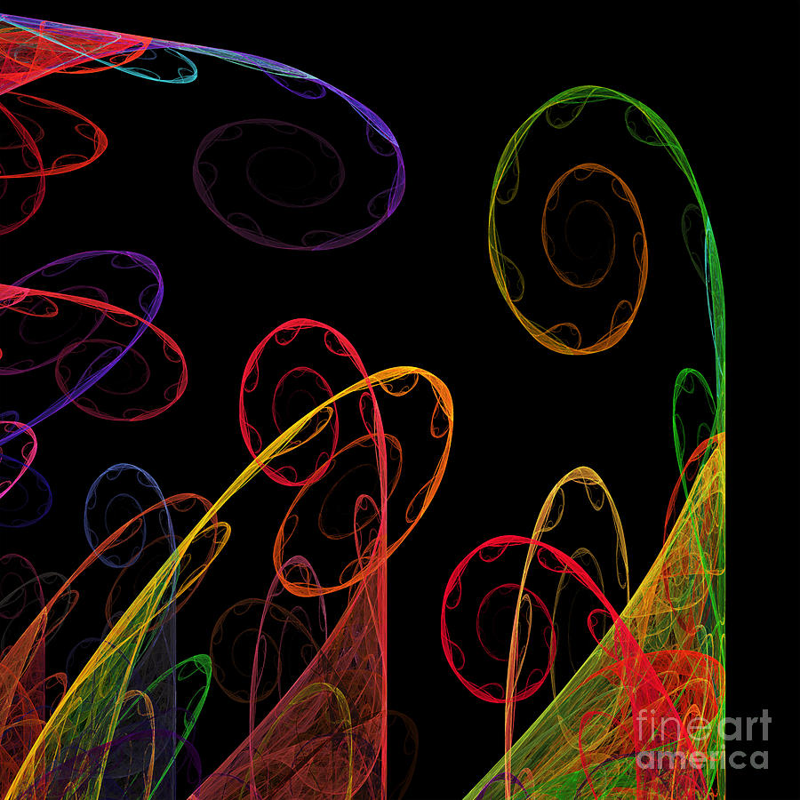 Colorful Curly Curls - Abstract - Fractal - Square Digital Art by Andee Design