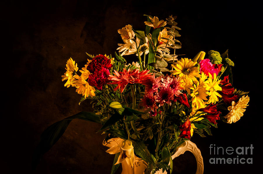 Colorful cut flowers in a vase Photograph by Les Palenik