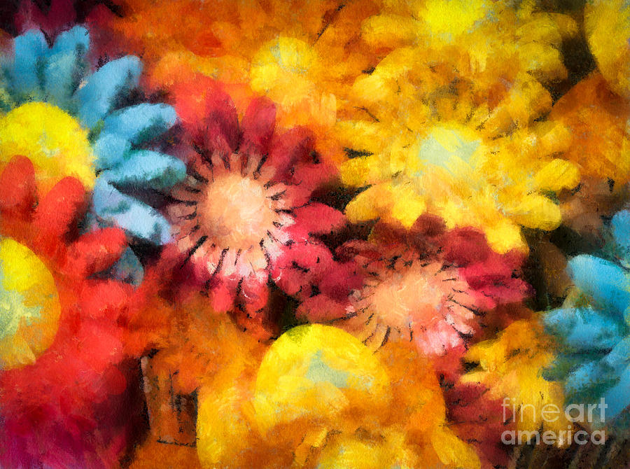 Primary Colors Digital Art - Colorful Daisies by Amy Cicconi