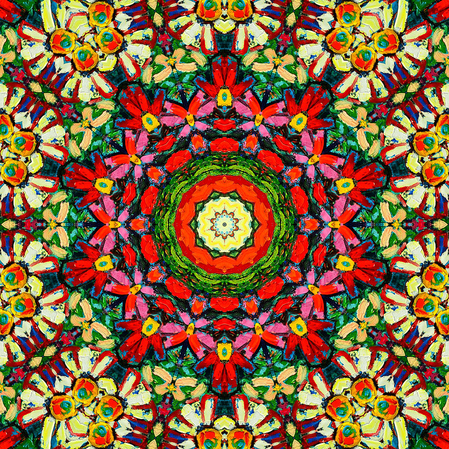 Colorful Daisies Mandala Painting by Ana Maria Edulescu
