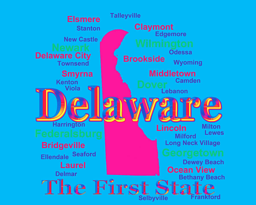 City Photograph - Colorful Delaware State Pride Map Silhouette  by Keith Webber Jr