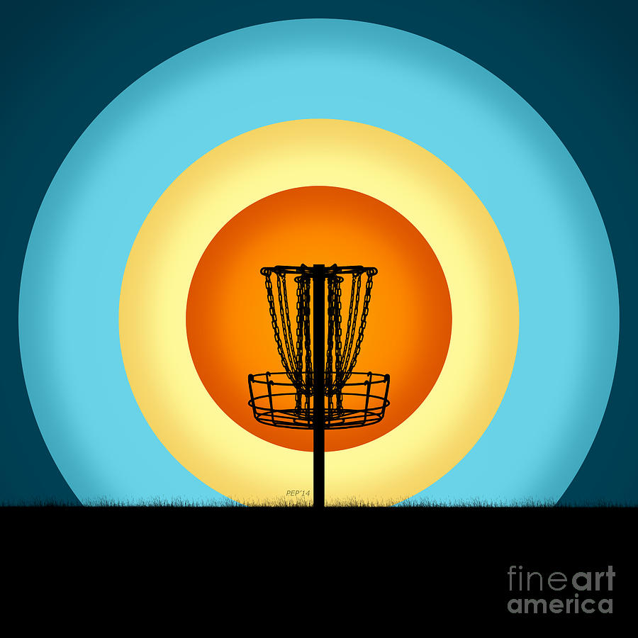 Colorful Disc Golf Basket Digital Art by Phil Perkins