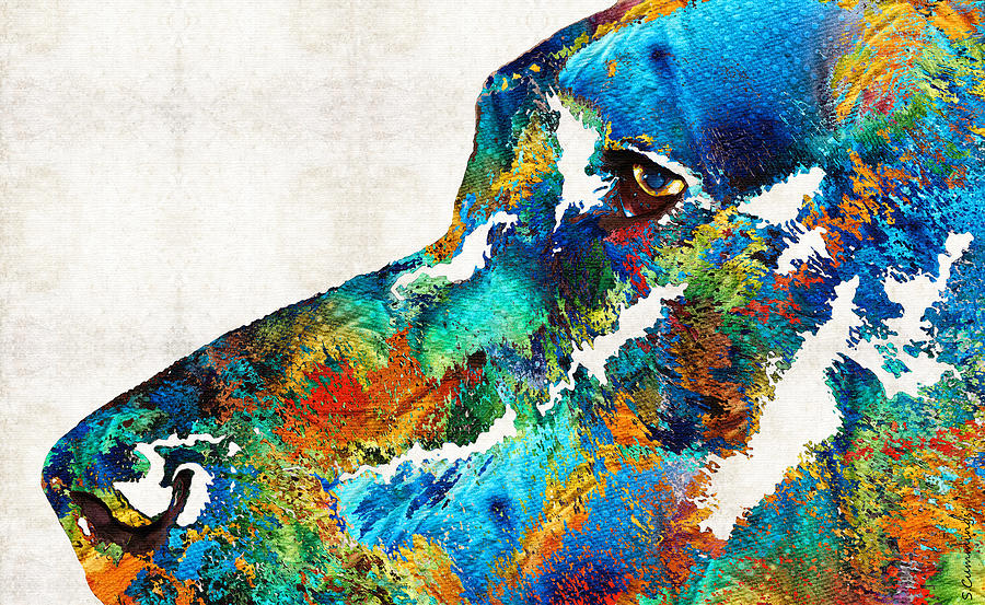 Colorful Dog Art - Loving Eyes - By Sharon Cummings  Painting by Sharon Cummings