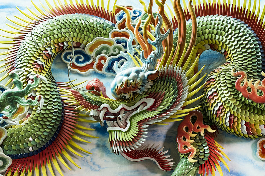 Colorful Dragon Decoration in Traditional Chinese Temple, Buddhist Building Photograph by Ivan