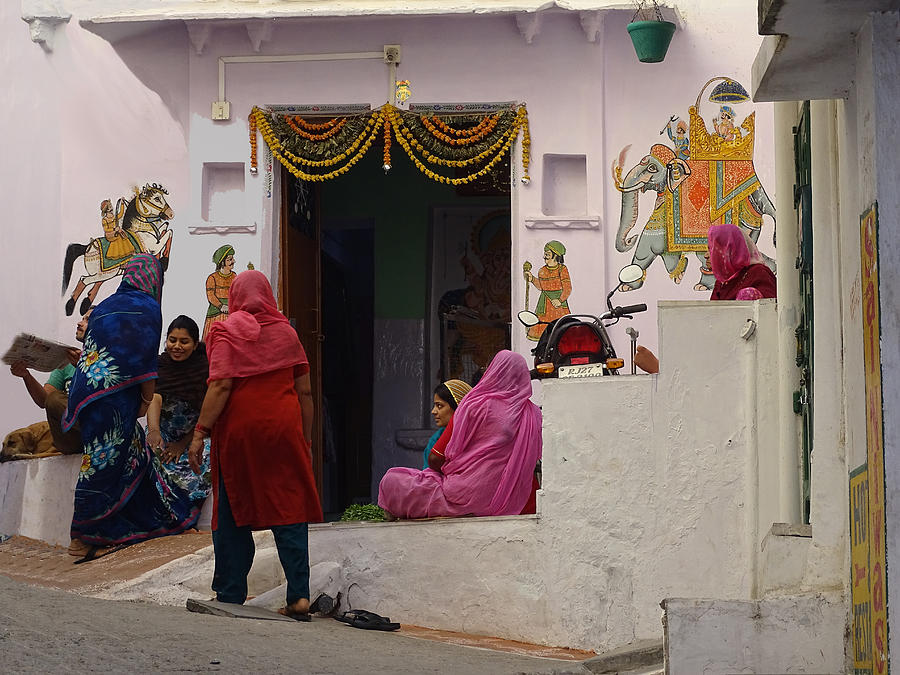 Colorful Family Gathering Ancestral Home Udaipur Rajasthan India Photograph by Sue Jacobi