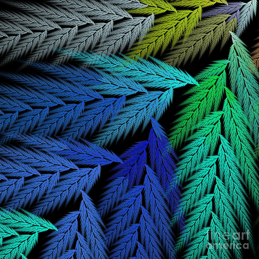 Colorful Feather Fern - Abstract - Fractal Art - Square - 3 LL Digital Art by Andee Design