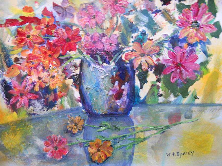 Colorful flowers in a Vase Painting by William Spivey - Pixels