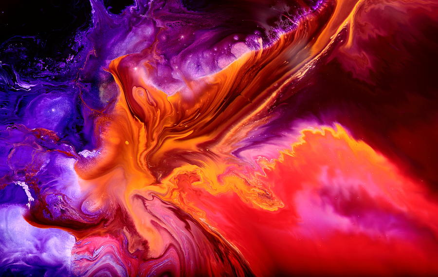 Colorful Fluid Abstract Art Moonstruck by Kredart Painting by Serg Wiaderny