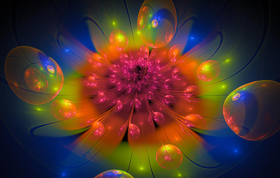 Colorful fractal bubbles orange red green blue Digital Art by Matthias Hauser