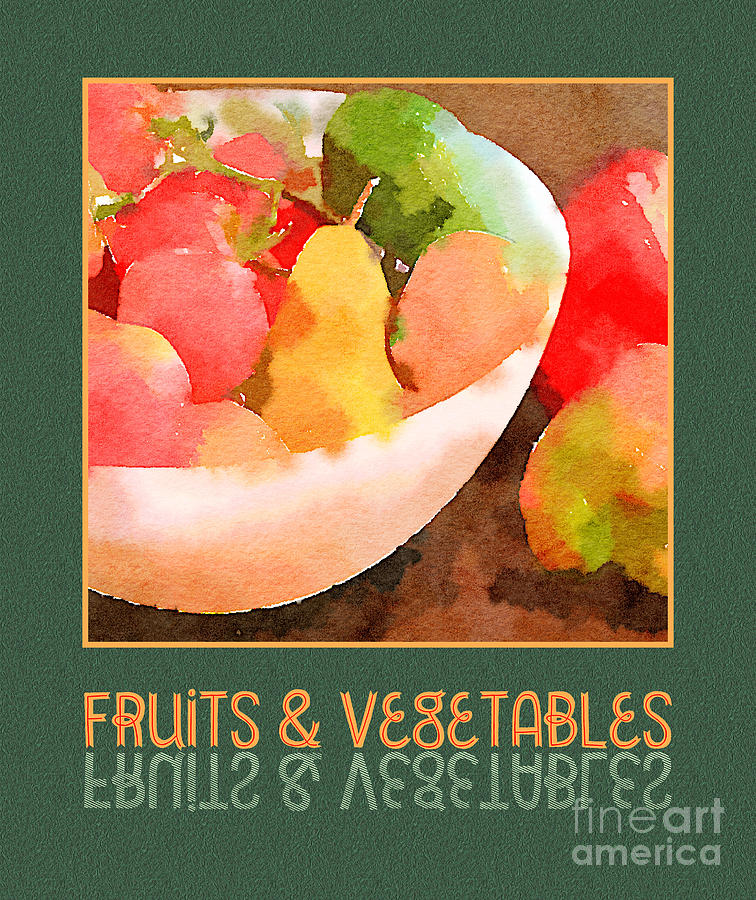 Colorful Fruits and Vegetables Digital Watercolor  Digital Art by Beverly Claire Kaiya