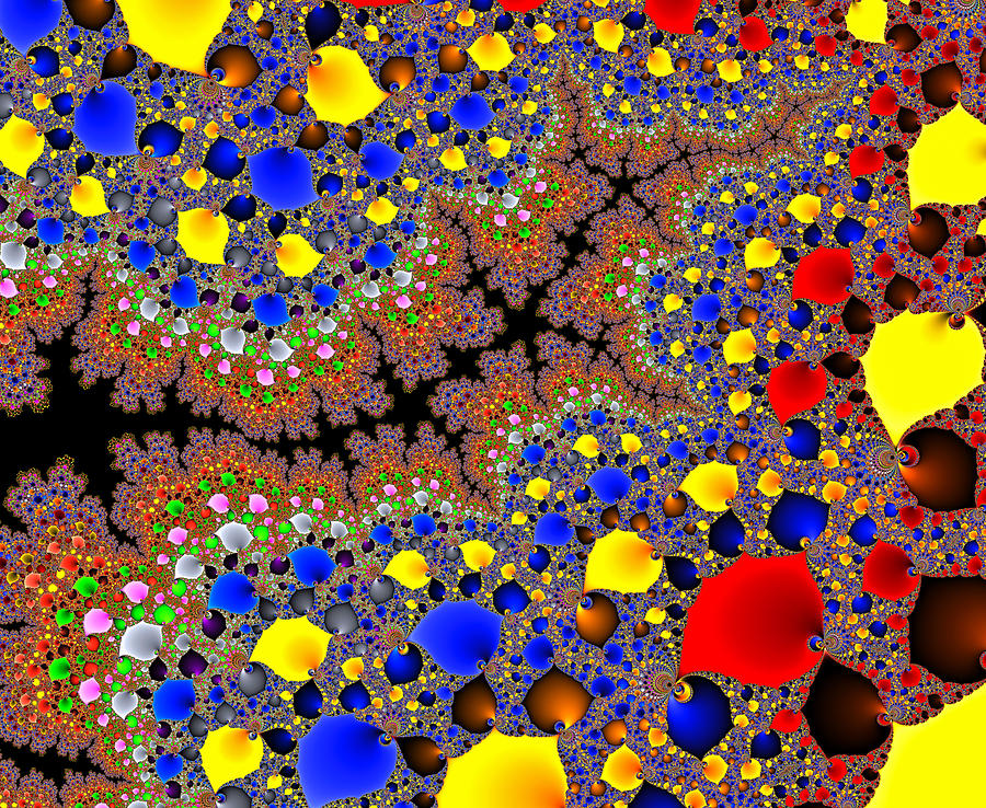 Abstract Digital Art - Colorful fun fractal landscape by Matthias Hauser