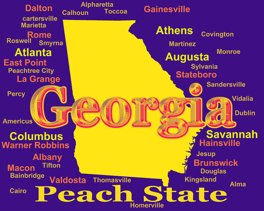Colorful Georgia State Pride Map Silhouette  Photograph by Keith Webber Jr