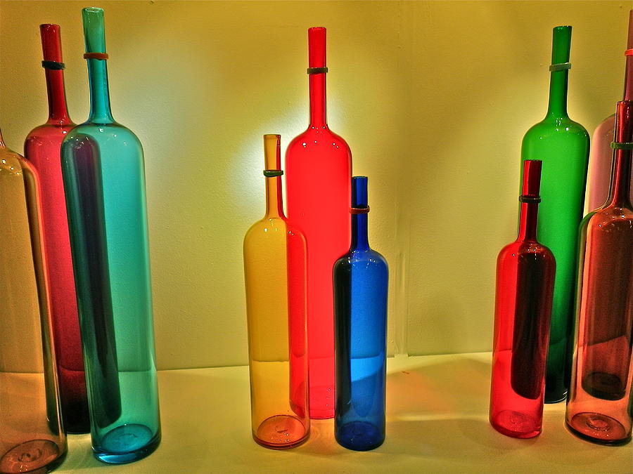Colorful Glass Bottles Photograph by Anna Ruzsan