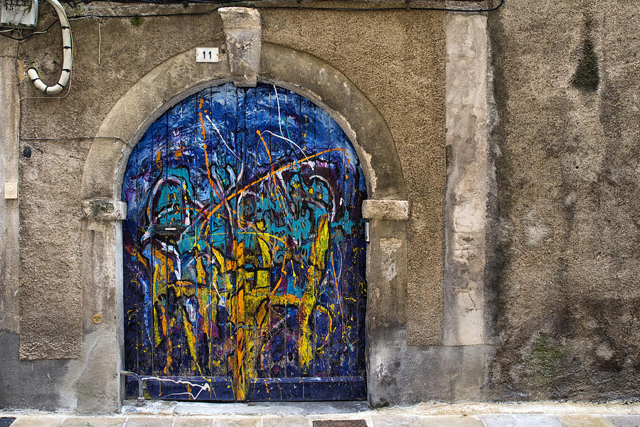 Unique Photograph - Colorful Graffiti Door by Georgia Clare
