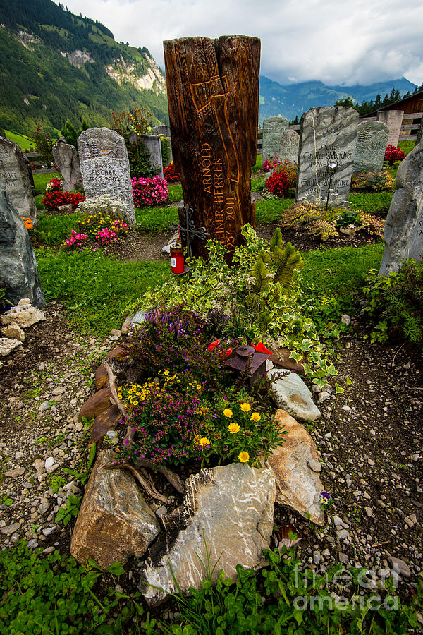 Colorful Gravestone - Kander Valley - Switzerland Photograph by Gary Whitton
