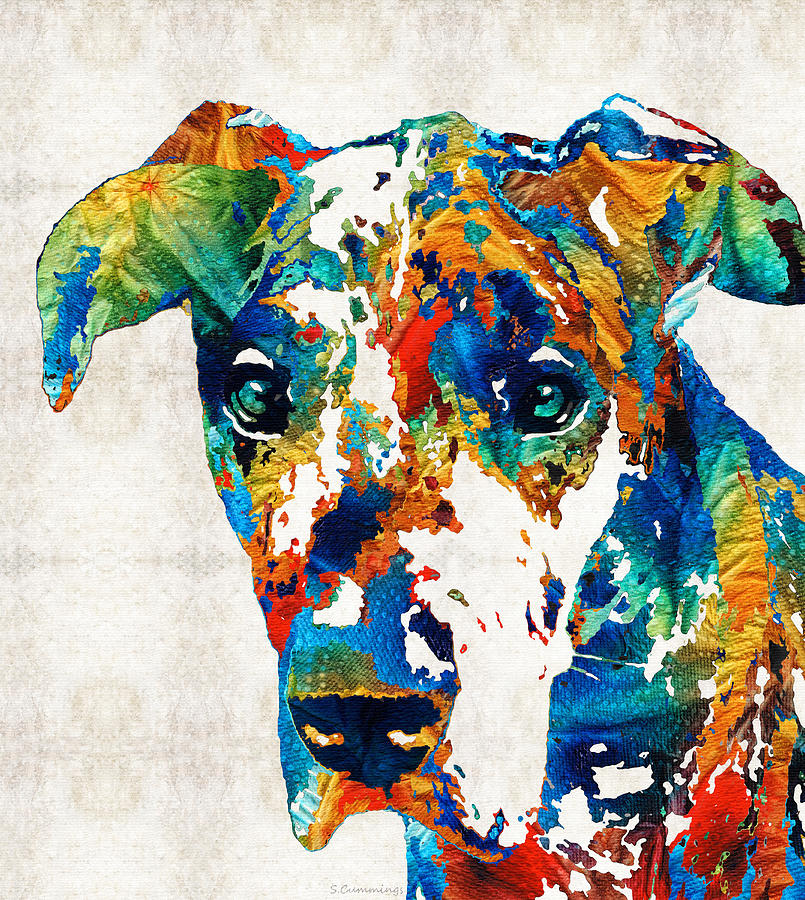 Dog Painting - Colorful Great Dane Art Dog By Sharon Cummings by Sharon Cummings