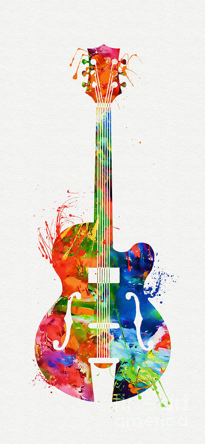 Colorful Guitar Art Mixed Media by Olga Hamilton
