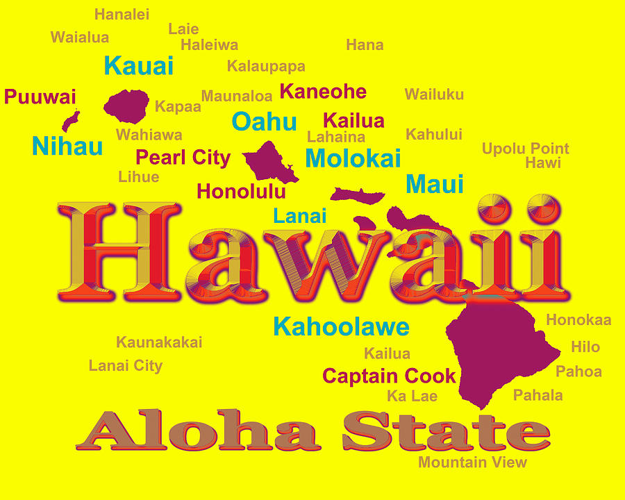 Colorful Hawaii State Pride Map Silhouette  Photograph by Keith Webber Jr