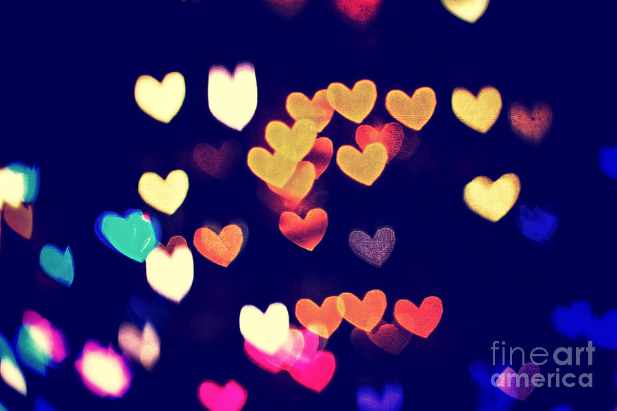 Colorful Heart Bokeh with Vintage Atmosphere I Photograph by Beverly Claire Kaiya