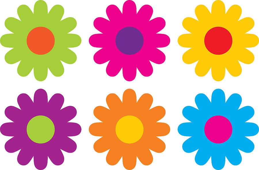 Colorful Hippie Flower Icons Drawing by RobinOlimb