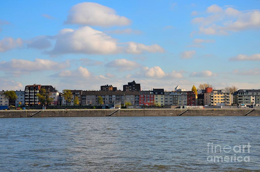 Colorful Houses Across Rhine River Cologne Germany Photograph