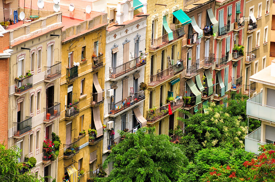 Colorful houses in Barcelona Spain Photograph by Matthias Hauser