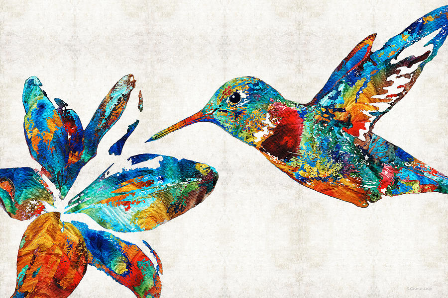 Hummingbird Painting - Colorful Hummingbird Art by Sharon Cummings by Sharon Cummings