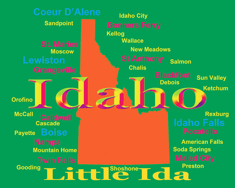 Colorful Idaho State Pride Map Silhouette  Photograph by Keith Webber Jr