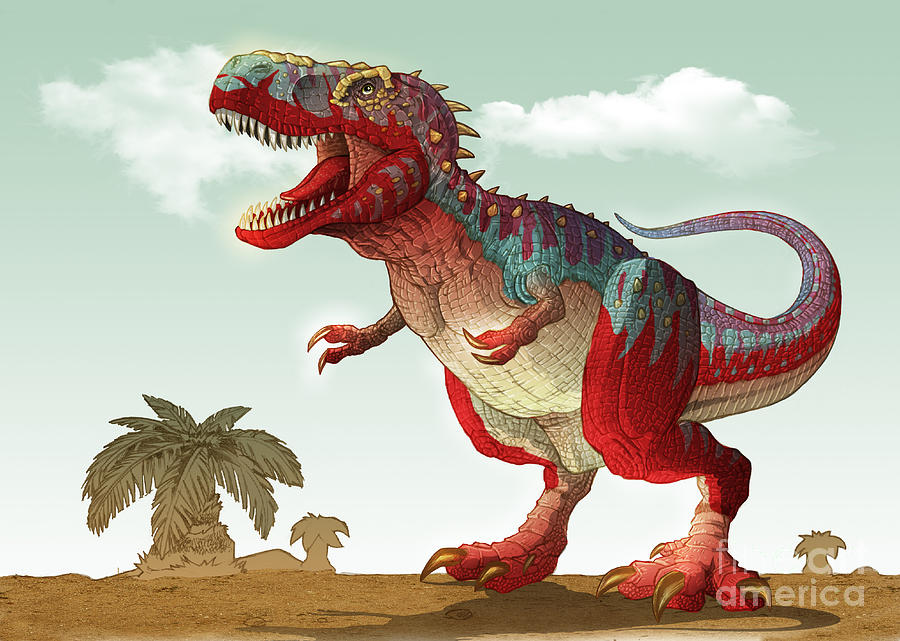 Dinosaur Digital Art - Colorful Illustration Of An Angry by Stocktrek Images