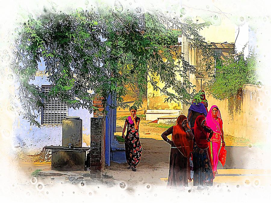 Summer Photograph - Colorful Indian Women Rajasthani Village Street by Sue Jacobi