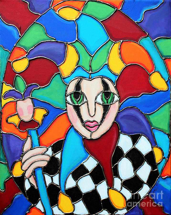 Colorful Jester Painting by Cynthia Snyder
