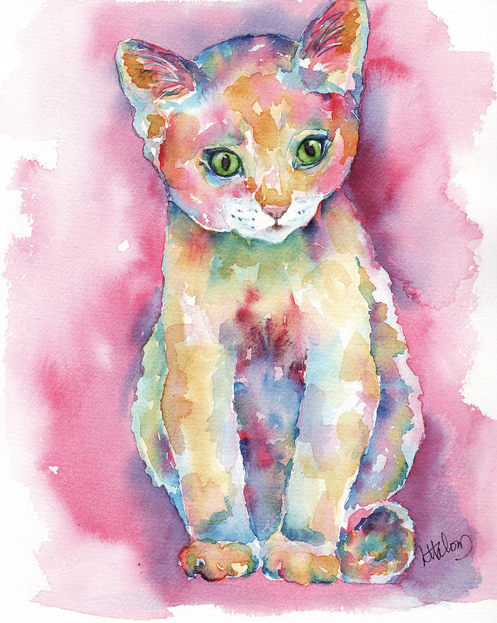 Colorful Kitten Painting by Greg and Linda Halom