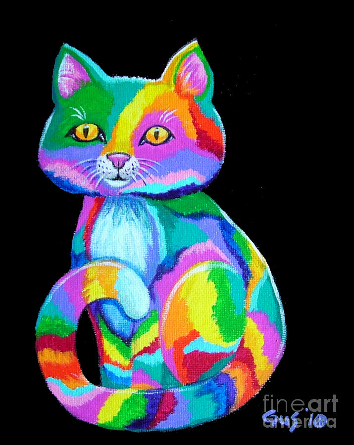 Colorful Kitten Painting by Nick Gustafson